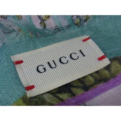 Gucci Yuko Higuchi Rayon and Silk Animal Scarf Pink Green Ap9663 — view 4