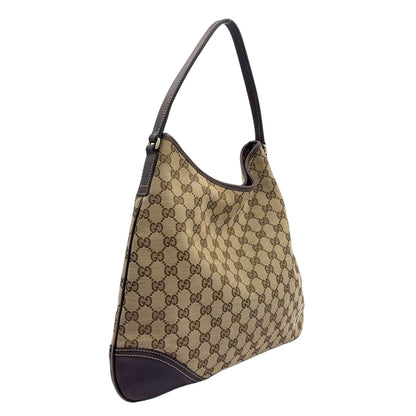 Gucci Interlocking Leather Canvas Brown Shoulder Bag Gold — view 2