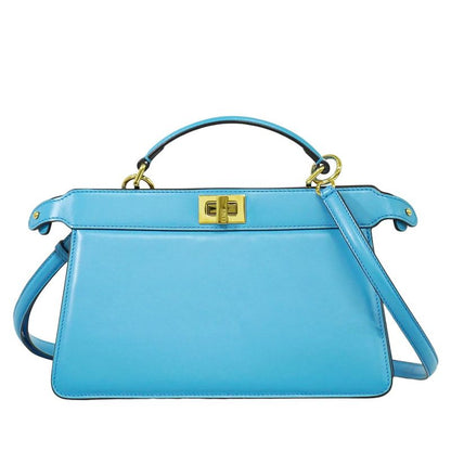Authentic Fendi Peekaboo Icyou East West 2WAY Shoulder Bag Handbag Leather Blue