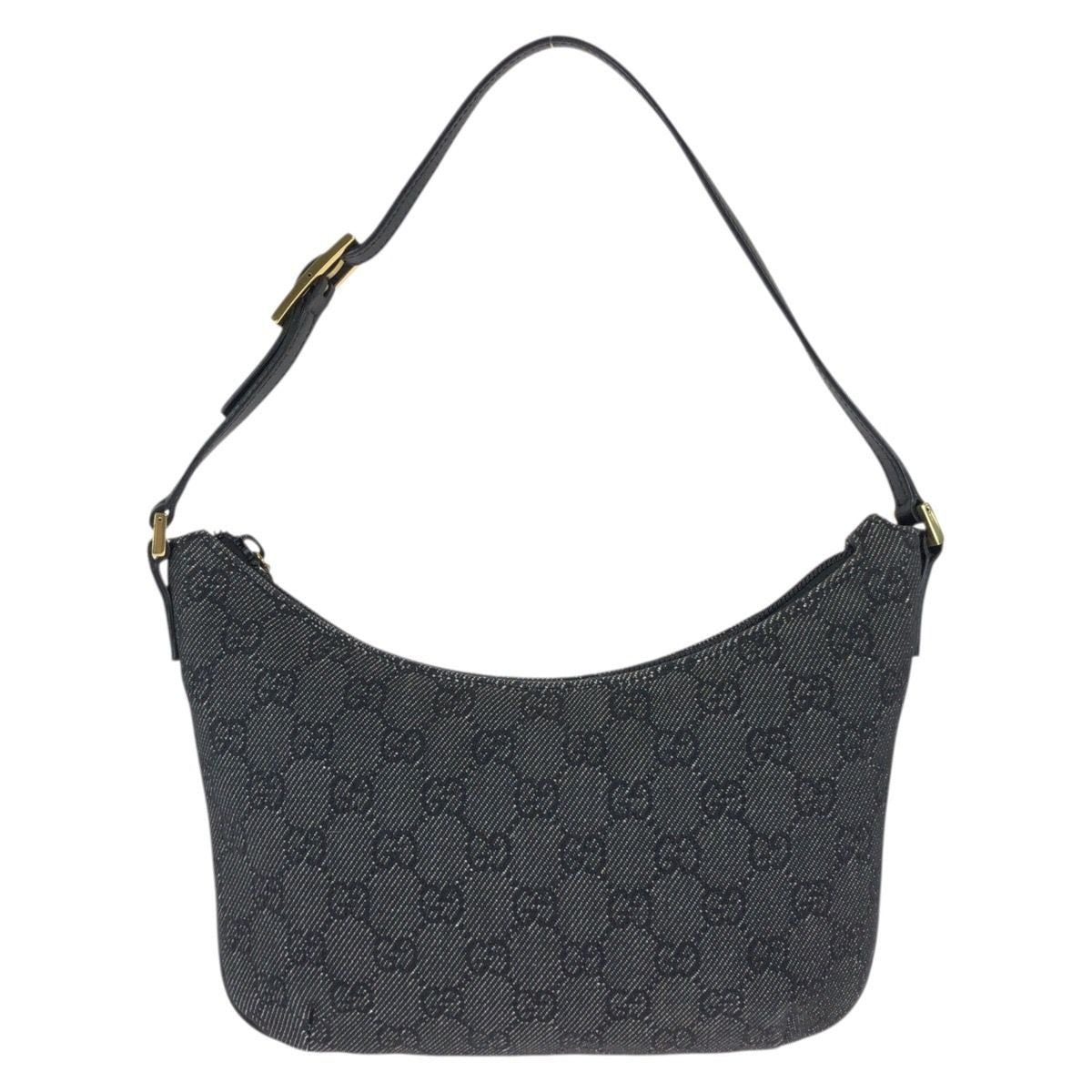 Gucci Black Gold GG Canvas Leather Handbag Pouch