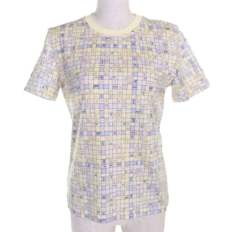 Hermes 25 SS 5 E4645 Dkdd34 Bolduc Au Carre Check 100% Cotton Crew Neck