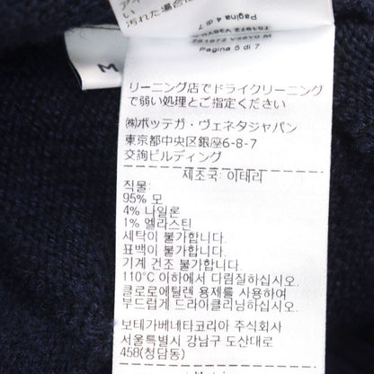 Bottega Veneta 751972 Wool Intrecciato Crew Neck Ribbed Sweater Knit Navy M