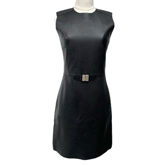Hermes Dress Black Silver Sleeveless Leather