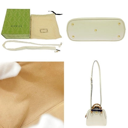 Gucci 715775/520981 Leather Diana Mini Bamboo 2way Handbag Ladies White 362693