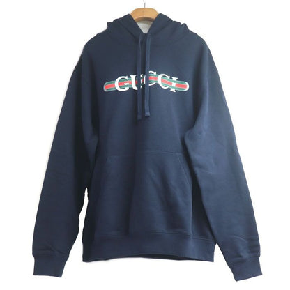 Gucci Cotton Jersey Print Hooded Sweatshirt Hoodie Navy Xjg59 4735