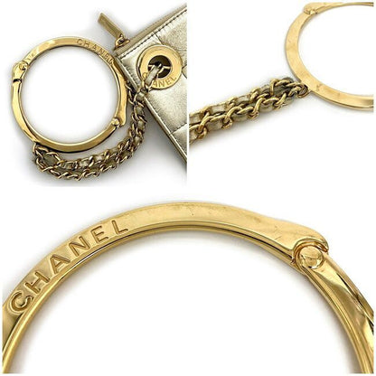 Chanel Clutch Bag Gold Choco Bar Excellent Condition Leather Lambskin