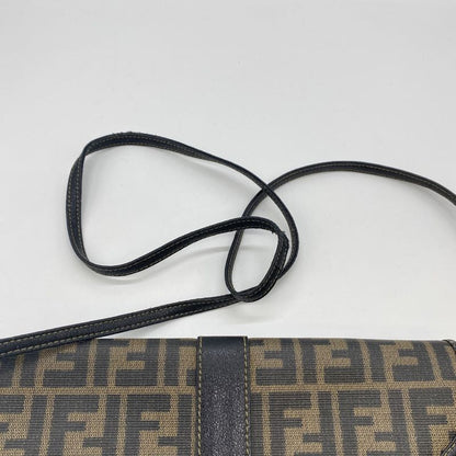 Fendi Shoulder Bag Sakosh Pouch Zucca PVC Brown Black Ladies Men Fashion