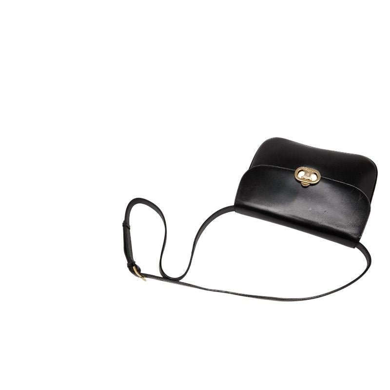 Celine Triomphe Crossbody Shoulder Bag Black Leather Women's Celine