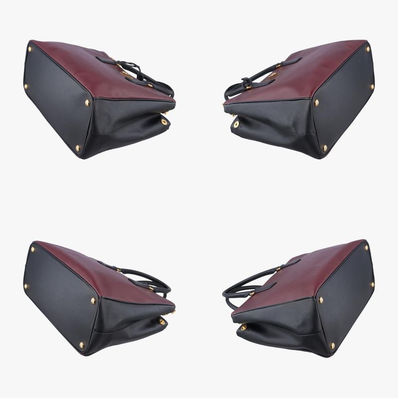 Prada Galleria Wine Red And Black Saffiano Leather Bn22747 V 208
