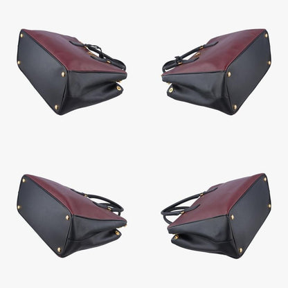 Prada Galleria Wine Red And Black Saffiano Leather Bn22747 V 208