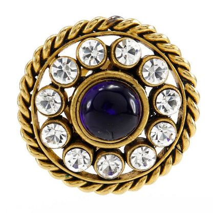 Chanel Gold Plated And Rhinestone Blue 23 Ladies 31.5g Earring