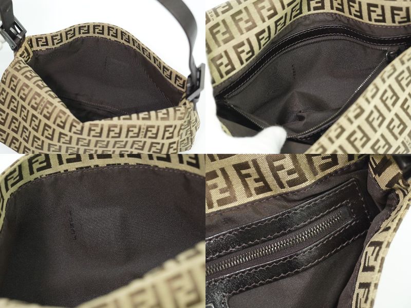 Authentic Fendi Mamma Bucket Zucchino Shoulder Bag Handbag Canvas Beige 8br000