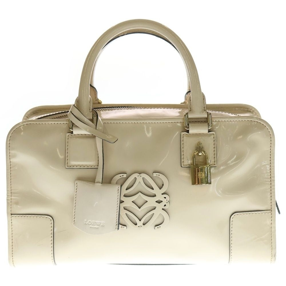 Loewe Amazona 28 Beige Enamel Handbag Red