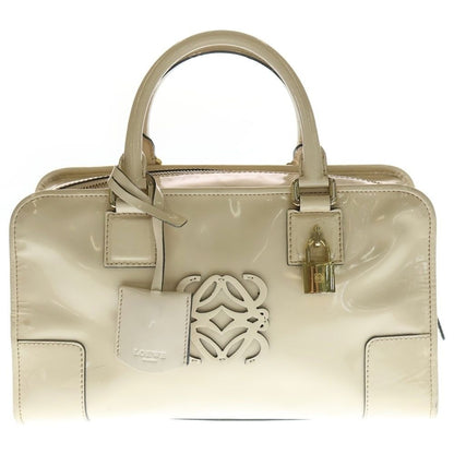 Loewe Amazona 28 Beige Enamel Handbag Red