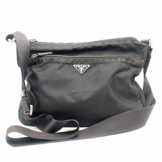 Prada Tessuto Nylon Shoulder Bag Black Triangle Logo