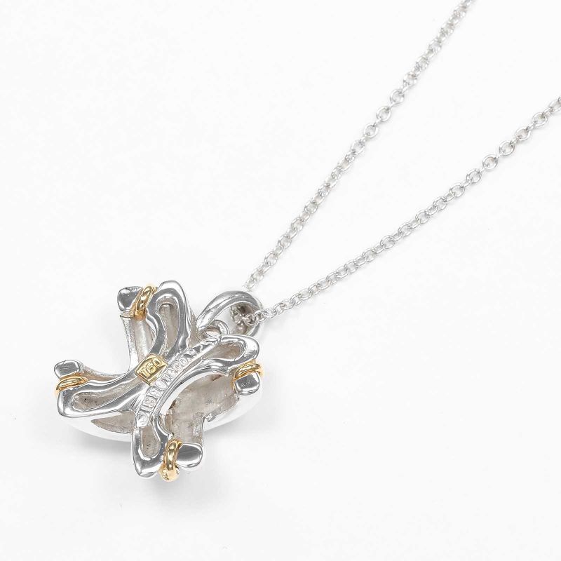 Tiffany & Co Signature Silver 925 X 18K Yellow Gold Ladies 4.4g Necklace