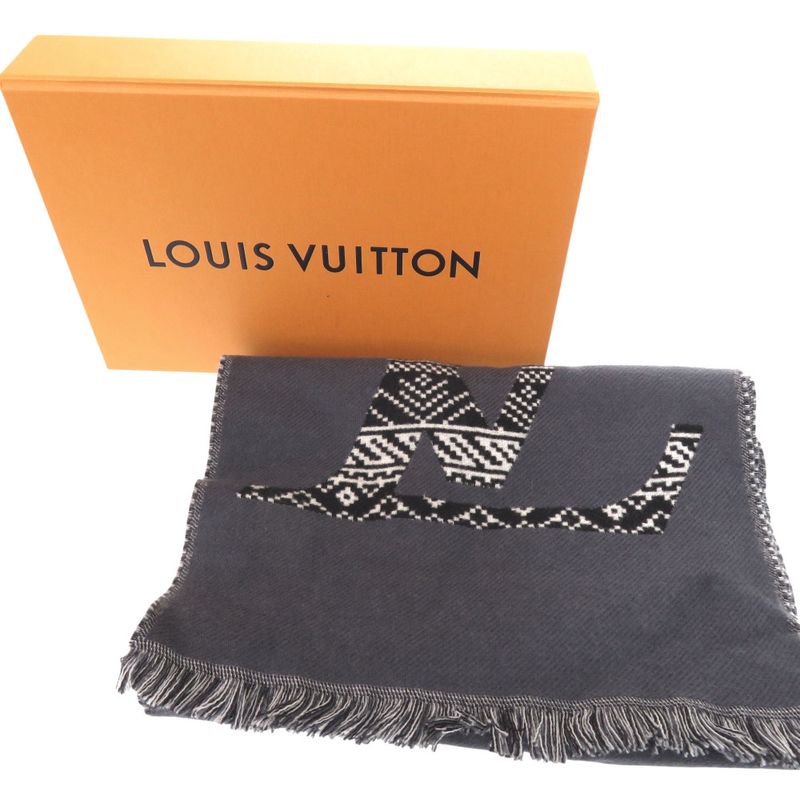 Louis Vuitton Two Sided Wool Echarpe Monogram M77947 Scarf Grey LV 1799 Louis