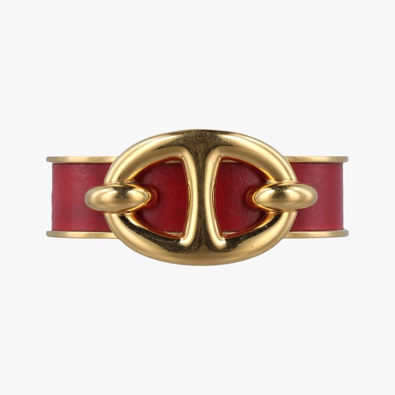 Hermeschaine D'ancre Cuff Gold And Wine Red GP