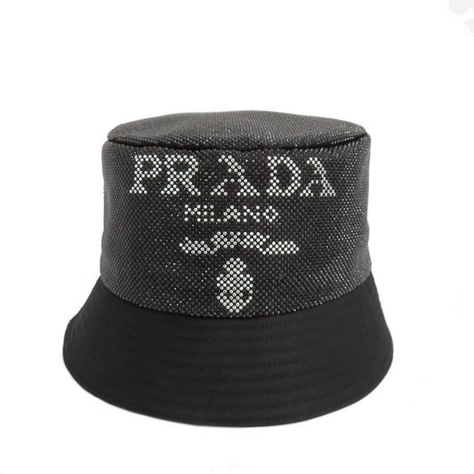Prada Re-nylon Bucket Hat Black Studded Logo 2 Hc137 D0 S M Size