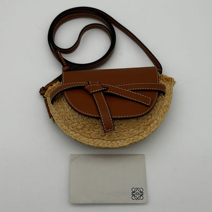 Loewe Gate Small Natural Tan Raffia Calf Shoulder Bag