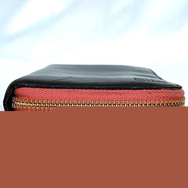 Loewe Round Zipper Long Wallet Black Pink Anagram Excellent Condition Wallet