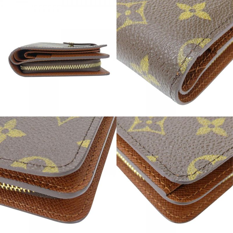 Louis Vuitton Bifold Wallet Porte Papier M61207 Monogram Brown Gold Hardware
