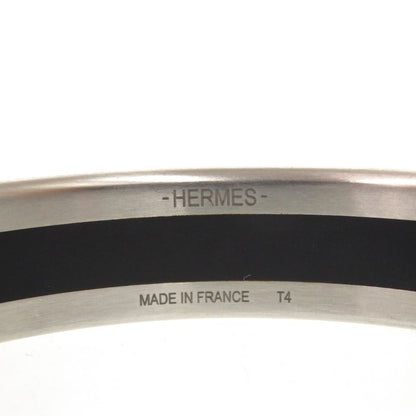 Hermes Trinkaaf Bangle Stainless Steel Black Silver Hardware Black Bangle 0872
