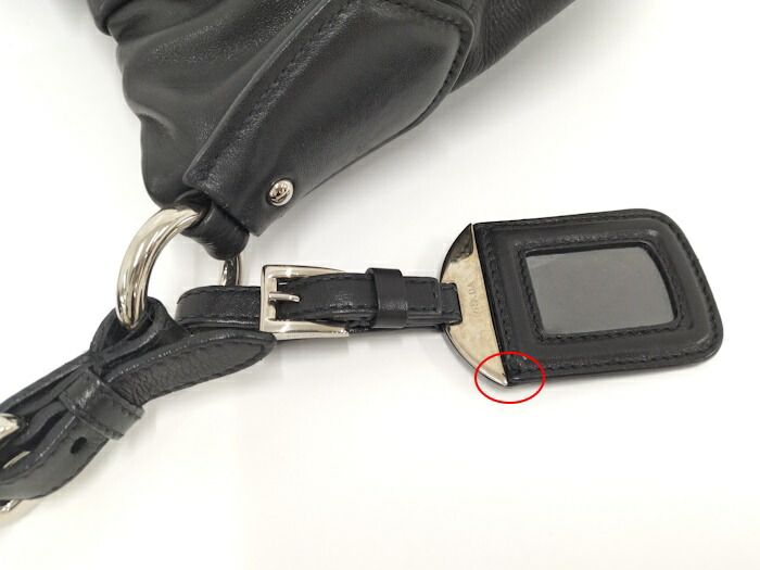 Prada One Shoulder Bag Leather Black Br3795