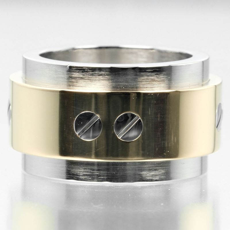 Cartier Santos 100 18K Yellow Gold And Stainless Steel No 7 Ladies 17.6g Ring