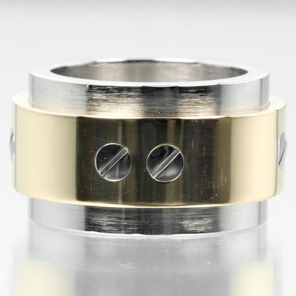 Cartier Santos 100 18K Yellow Gold And Stainless Steel No 7 Ladies 17.6g Ring