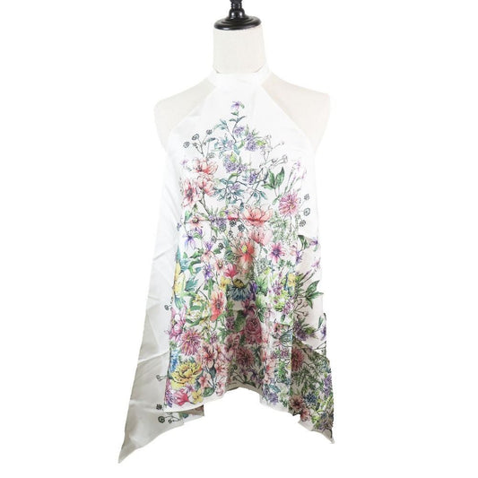 Dior Flower Halter Neck Silk Top Shirt Blouse White
