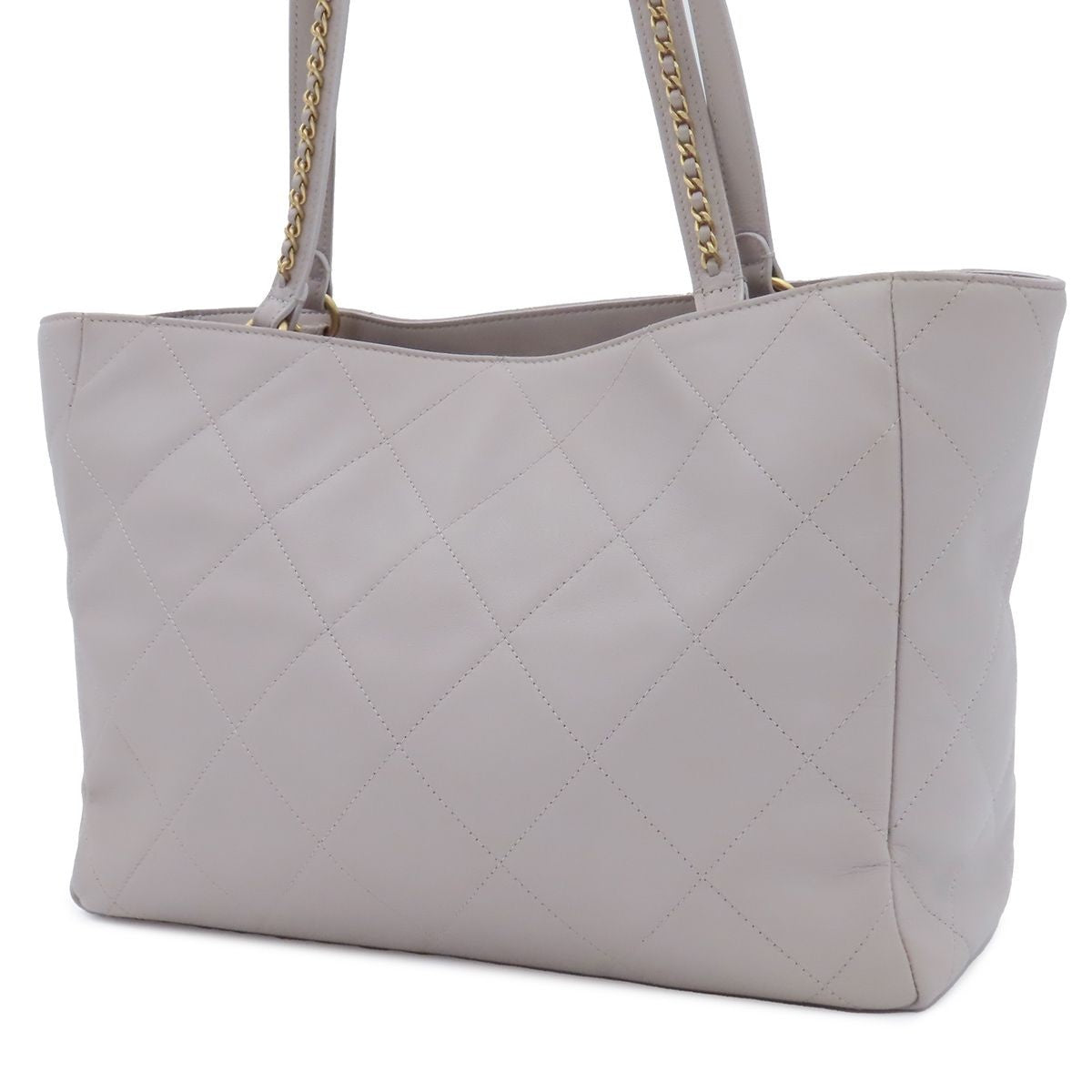 Chanel Tote Bag Gray Gold Calfskin Quilted — view 2