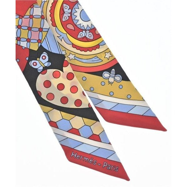 Hermes Bandana Scarf Silk Red Yellow Pink — view 4