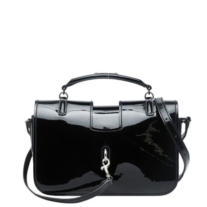 Saint Laurent Charlotte Toy Logo Shoulder Bag Black Patent Leather
