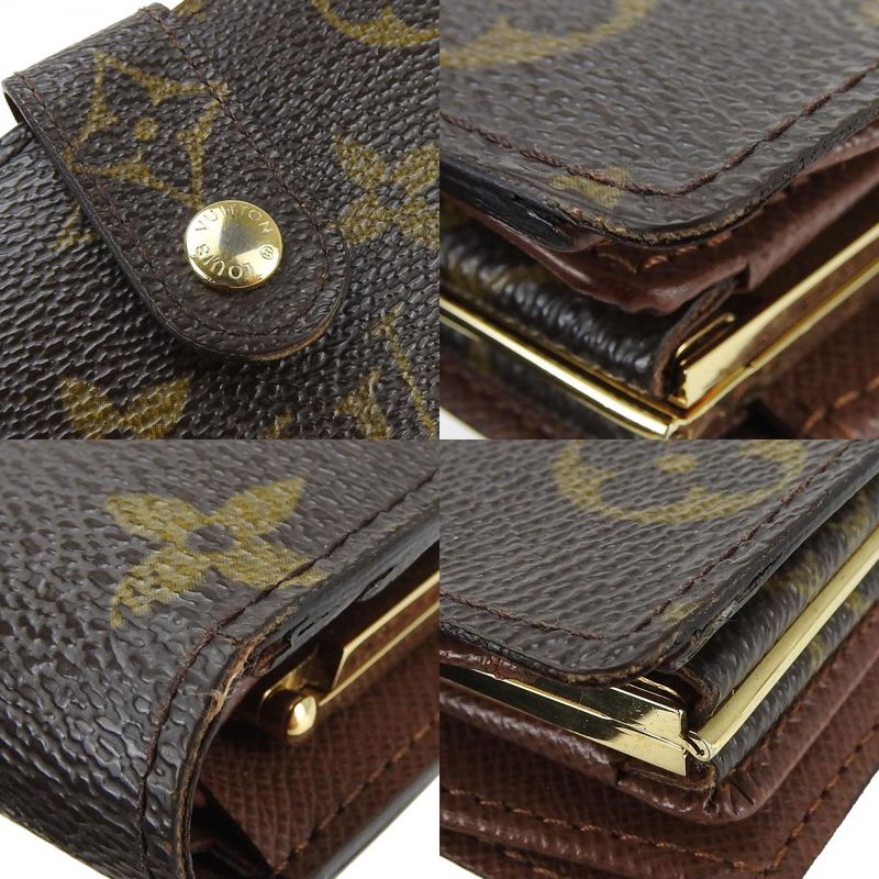Louis Vuitton Bifold Wallet Portefeuille Viennois M61674 Monogram Brown Gold