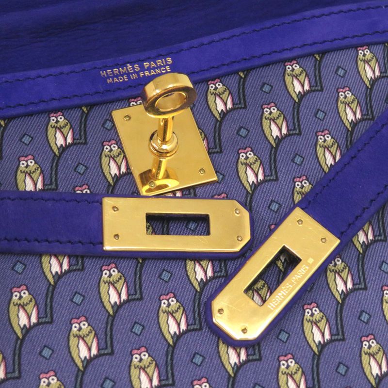 Hermes Kelly 20 Owl Outer Stitch Dobris Silk Blue Gold Hardware 00T Engraved