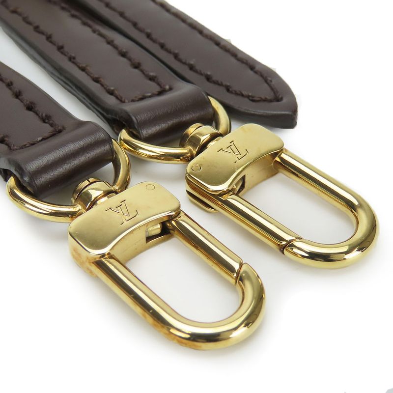 Louis Vuitton Shoulder Strap Leather Brown Gold Hardware For Damier Accessories