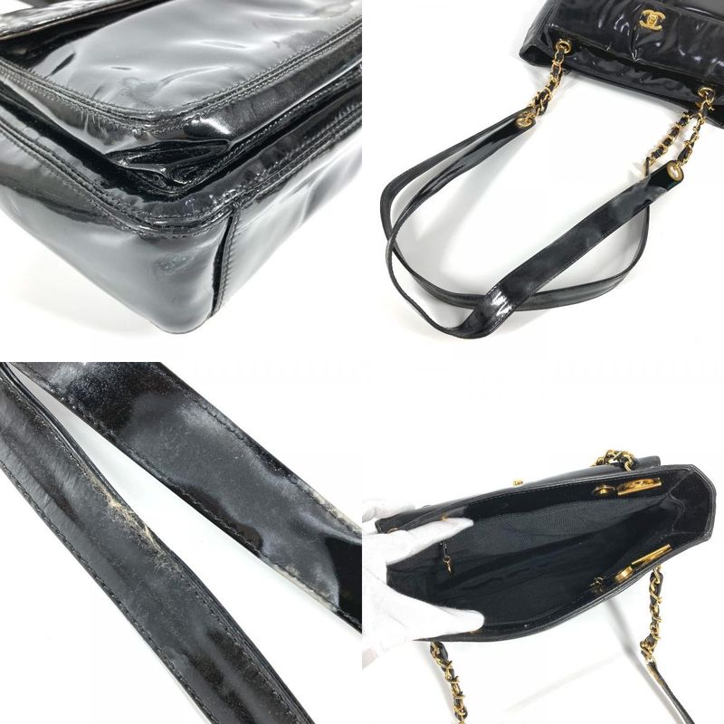 Chanel Shoulder Bag CC Coco Logo A08036 Enamel Black