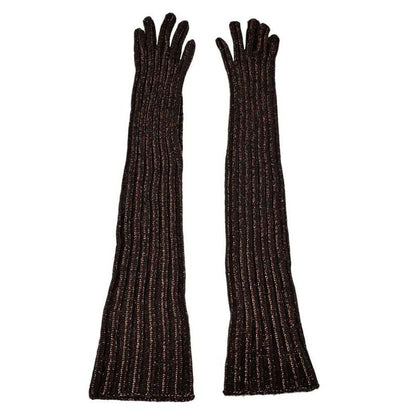 Prada Long Gloves Brown Orange Lame S