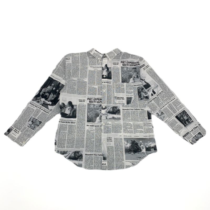 Balenciaga Shirt Long Sleeves Top Newspaper Pattern Men's