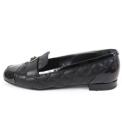 CHANEL 23B G45122 Coco Mark Matelasse Leather Patent Leather Flat Pumps Ballet