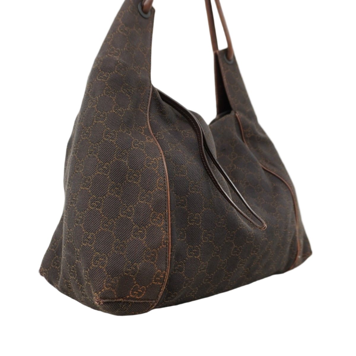 Gucci Shoulder Bag Denim Dark Brown Gold — view 2