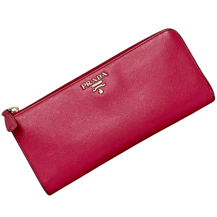 Prada L Zipper Wallet 1 Leather Peonia Pink