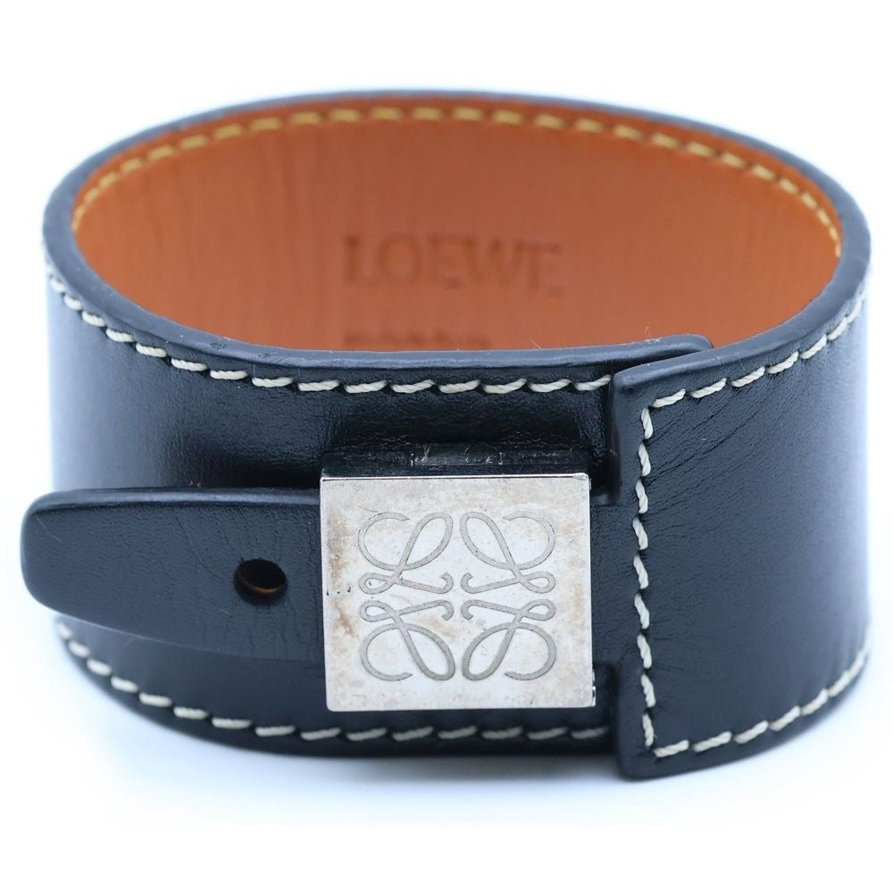 Loewe Anagram Leather Bracelet Black