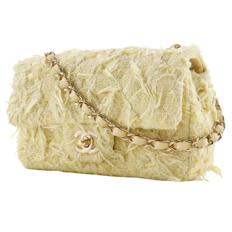 Chanel Mini Matelasse Chain Shoulder A69900 Tweed Yellow Ladies Shoulder Bag