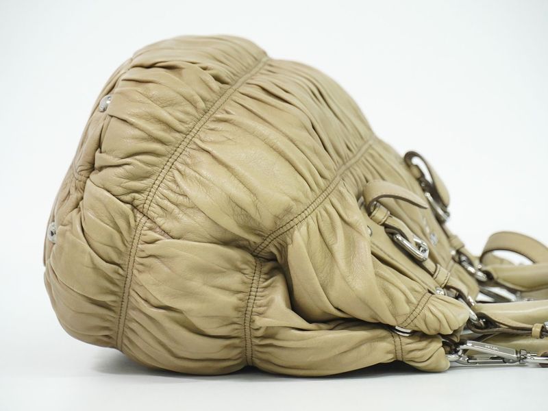 Authentic Prada Nappa Gaufre 2WAY Shoulder Bag Handbag Leather Beige Bn1789