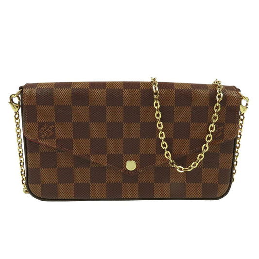 Louis Vuitton Pochette Felicie Brown Damier Canvas Wallet Chain Shoulder Bag