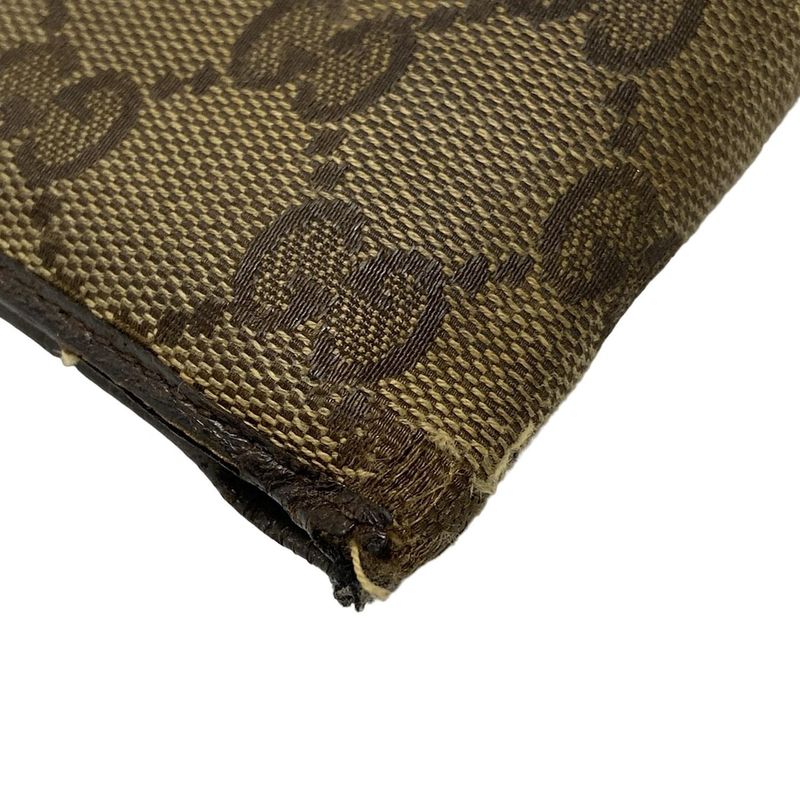 Gucci Bifold Wallet In GG Pattern 04862 Beige And Dark Brown Leather