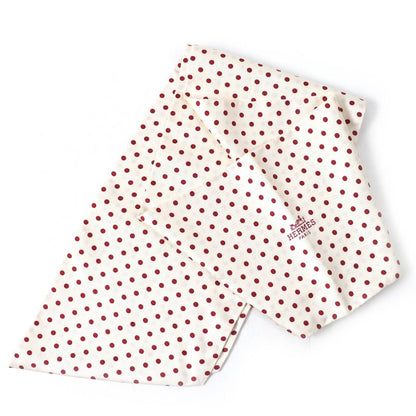 Hermes 099882s Maxi Twilly 100% Silk Ivoire/rouge Bee Insect Dotted Calais