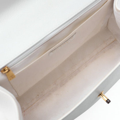 Chanel Handbag Turnlock Kelly Shape Wood Pattern Caviar Skin White With Gold